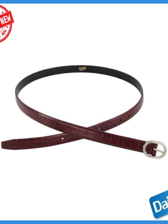 Medium Leather Belt with Oval Buckle, Adjustable Fit for Women